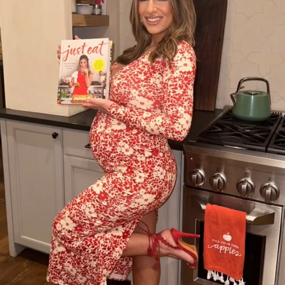 Red and White Floral Dress